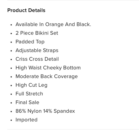 NWT Sunkissed Babe 2 Piece Bikini - Orange - Picture 5 of 6